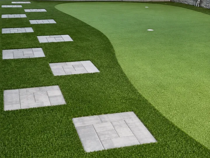 Putting green with paver stepping stones at The Fuge Auto Spa in Gilbert